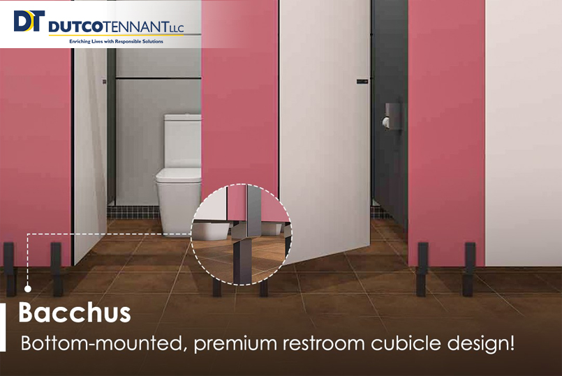 Bottom mounted,premioum restroom cubicle design.
