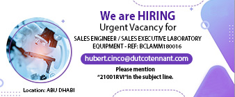 SALES ENGINEER / SALES EXECUTIVE LABORATORY EQUIPMENT
