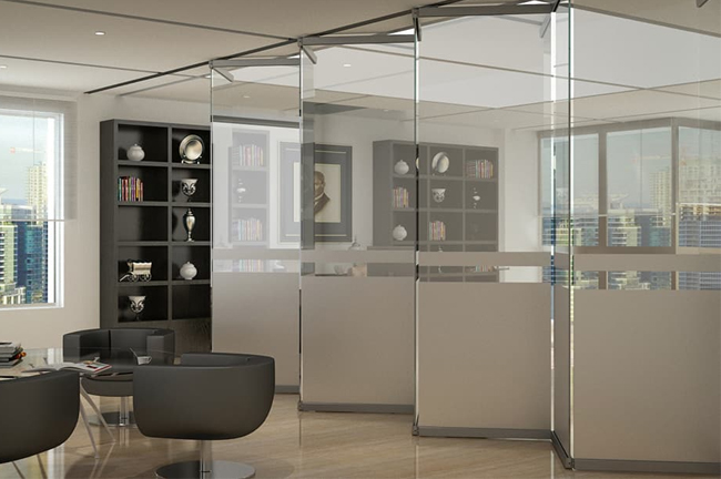Panglass Basic - Single Glass Movable Partition Wall System Access Door & Panels